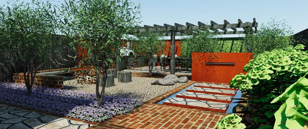 concept view of garden design in Virginia Water Surrey